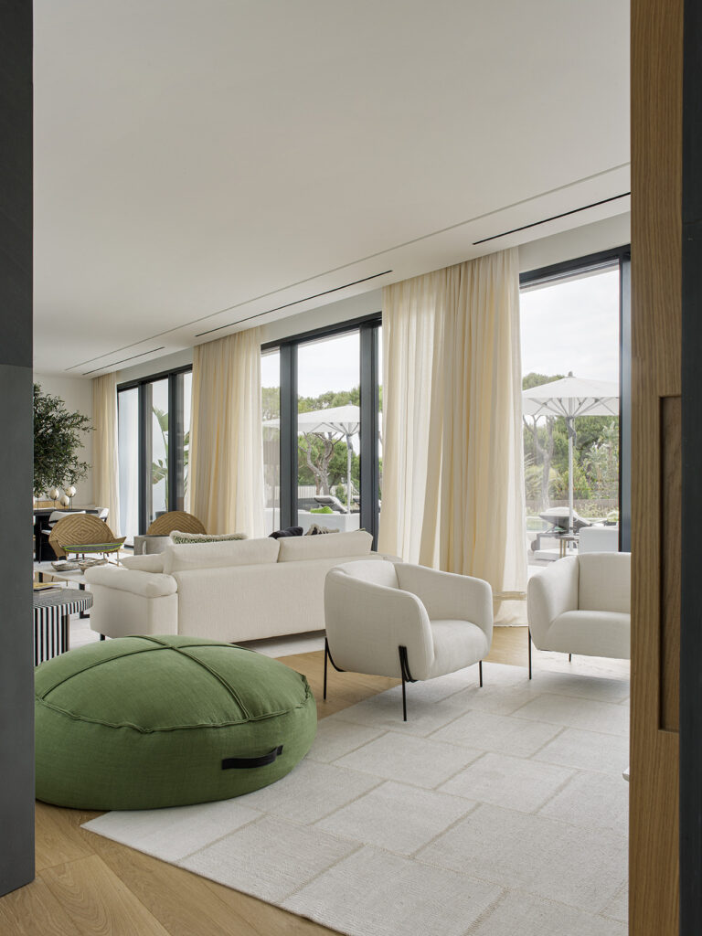 SAV green summer villa interior design architecture project luxury comfort sophistication materials textures monochromatic contemporary art colours