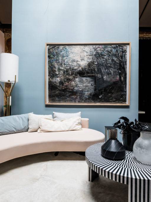 SAV blue autumn & winter showroom interior design architecture project luxury decoration pieces art modern color eclectic
