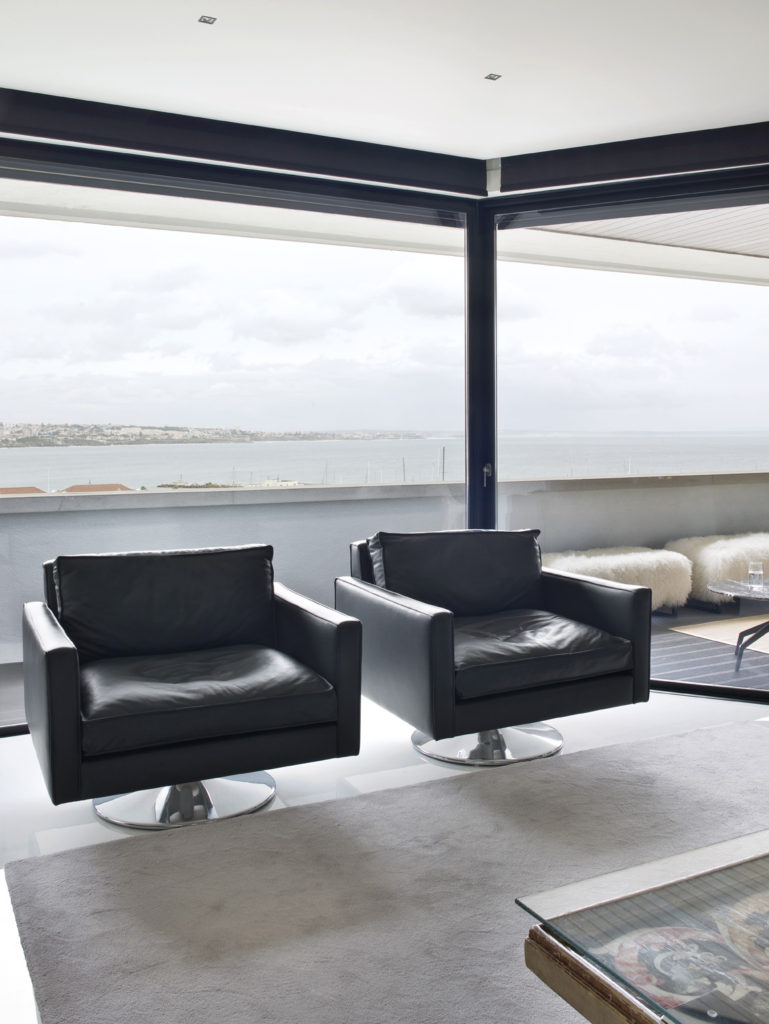 SAV blue bay interior design arqchitecture apartment project luxury modern corten steel contrast pieces textures