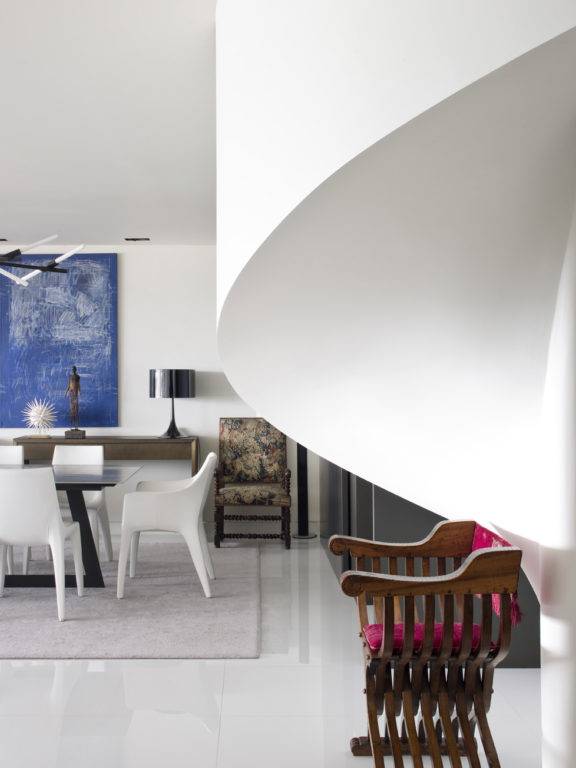 SAV blue bay interior design arqchitecture apartment project luxury modern corten steel contrast pieces textures