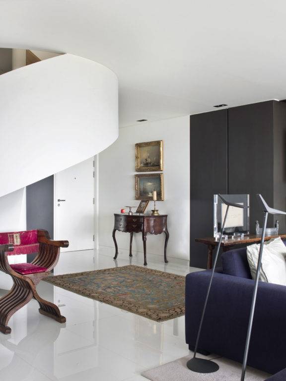 SAV blue bay interior design architecture apartment project luxury modern corten steel contrast pieces textures