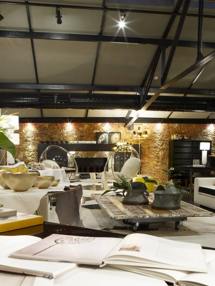 SAV here comes the sun showroom interior design architecture project luxury eclectic modern light pieces color yellow bordeaux mixture rustic