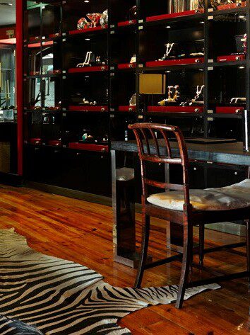 SAV jewelry in black and red commercial interior design architecture project luxury modern uniqueness building rustic pieces mixture color