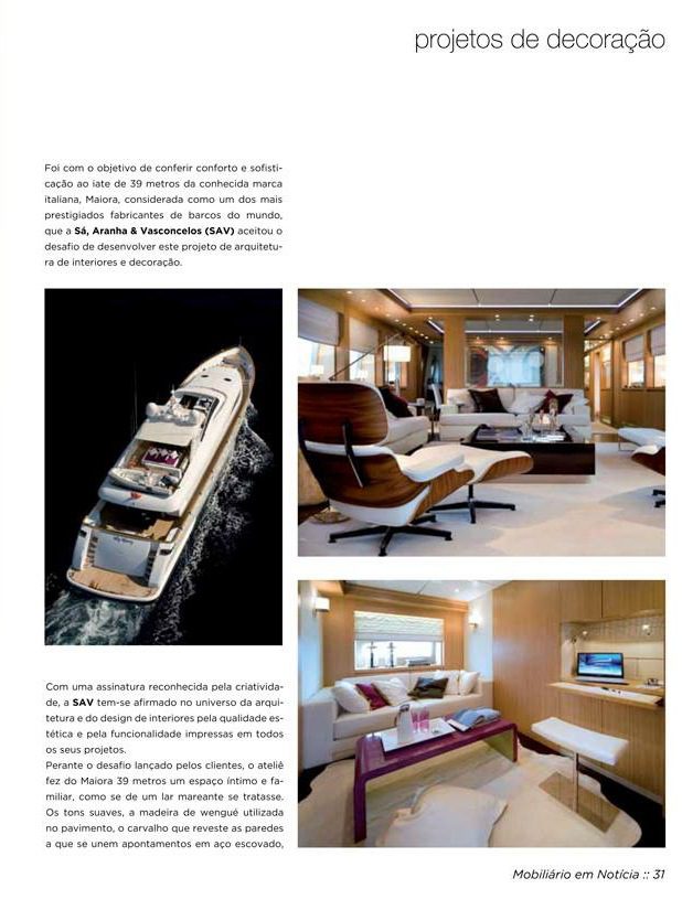 SAV mobiliário em notícia october review design architecture project luxury interview showroom deco yatch sea modern prestige furniture chair detail color maiorna 39 meters