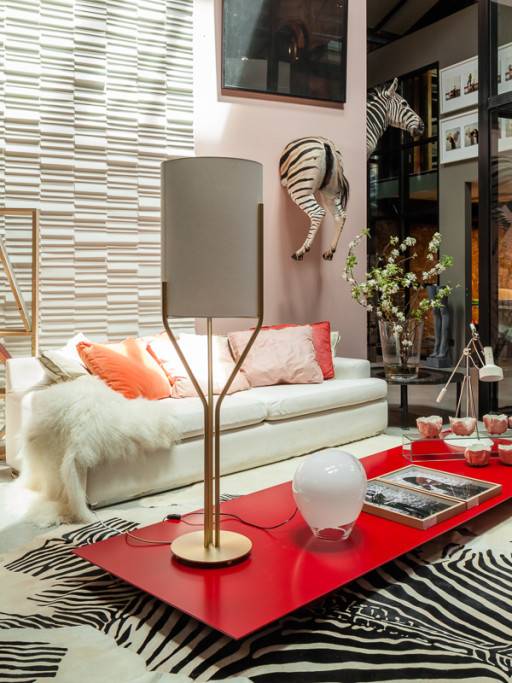 SAV eclectic pink dream showroom interior design architecture project luxury decoration ecletic textures Mixing styles rugs zebra palette