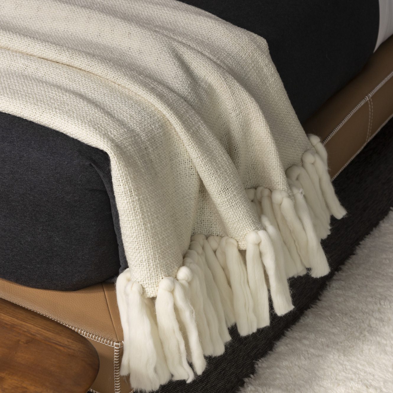 SAV natural ivory interior design architecture product textiles luxury beautiful comfort 234cm wool fringes perfect combo bed timeless sofa cream ultra-soft woven texture