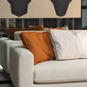 SAV mandarin set pillows interior design architecture product textiles luxury modern minimalist limited wool broadcloth 100% handmade orange blush white rectangle shape 70cmx45cm sofa look