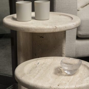 SAV travertine coffee table grand petite interior design architecture product furniture luxury natural stone divine duo sculpture 40×52cm 36×40cm