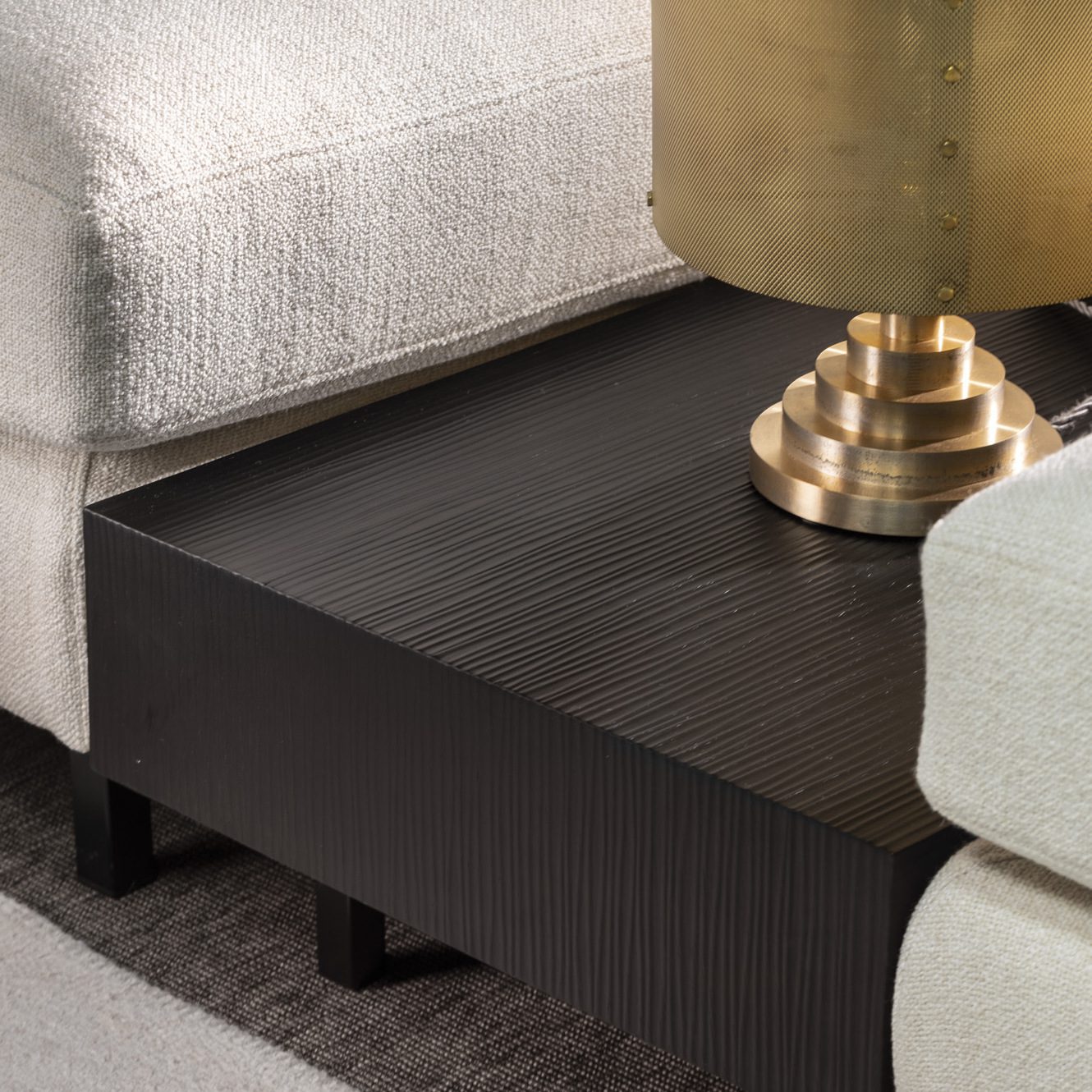SAV wavy wood coffee table interior design architecture product furniture luxury perfect match original decor layout various scenarios 50cm high hammered dark wood